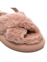 Moncler solarisse fur sandal beige