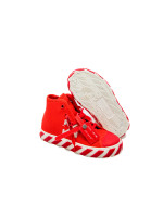 Off White high top vulcanized rood