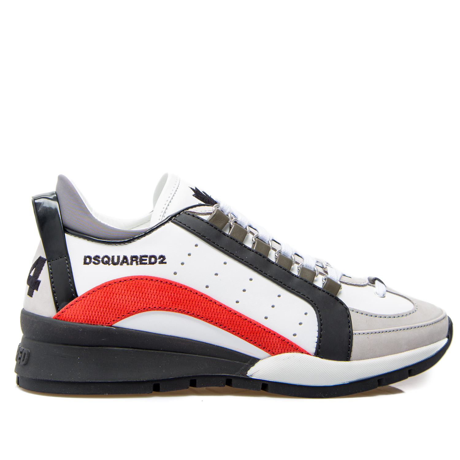 Men's White Leather Slash Sneakers Dsquared2 S22SNM024036705148-M2443 |  centraleshop.eu