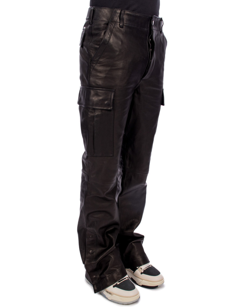 Mens AMIRI black Leather Kick-Flare Trousers
