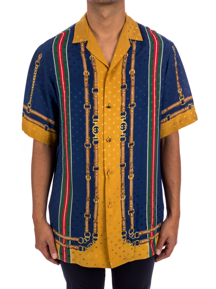 Gucci Hawaiian Print Silk Shirt in Blue