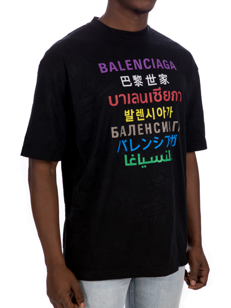 Balenciaga Languages Medium Fit Hoodie Black Multi  FW21 Mens  US