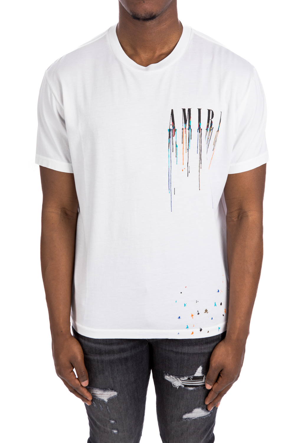 AMIRI Paint Drip Core Logo T-Shirt Blue/White/Multi for Men