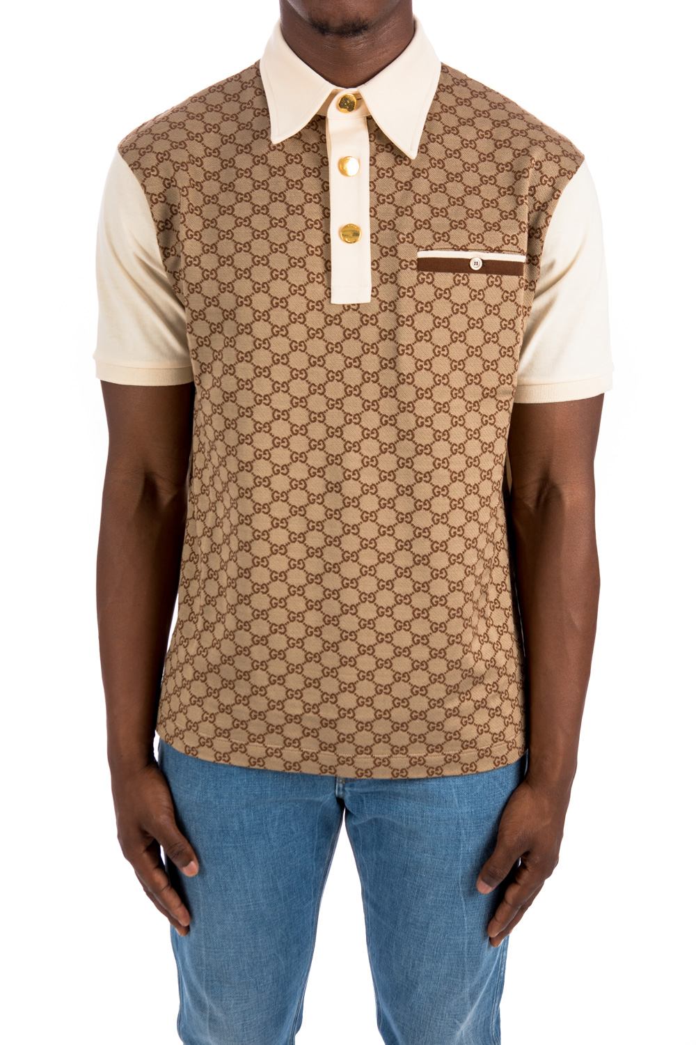 Gucci monogram-pattern Silk-Cotton Polo Shirt - Black