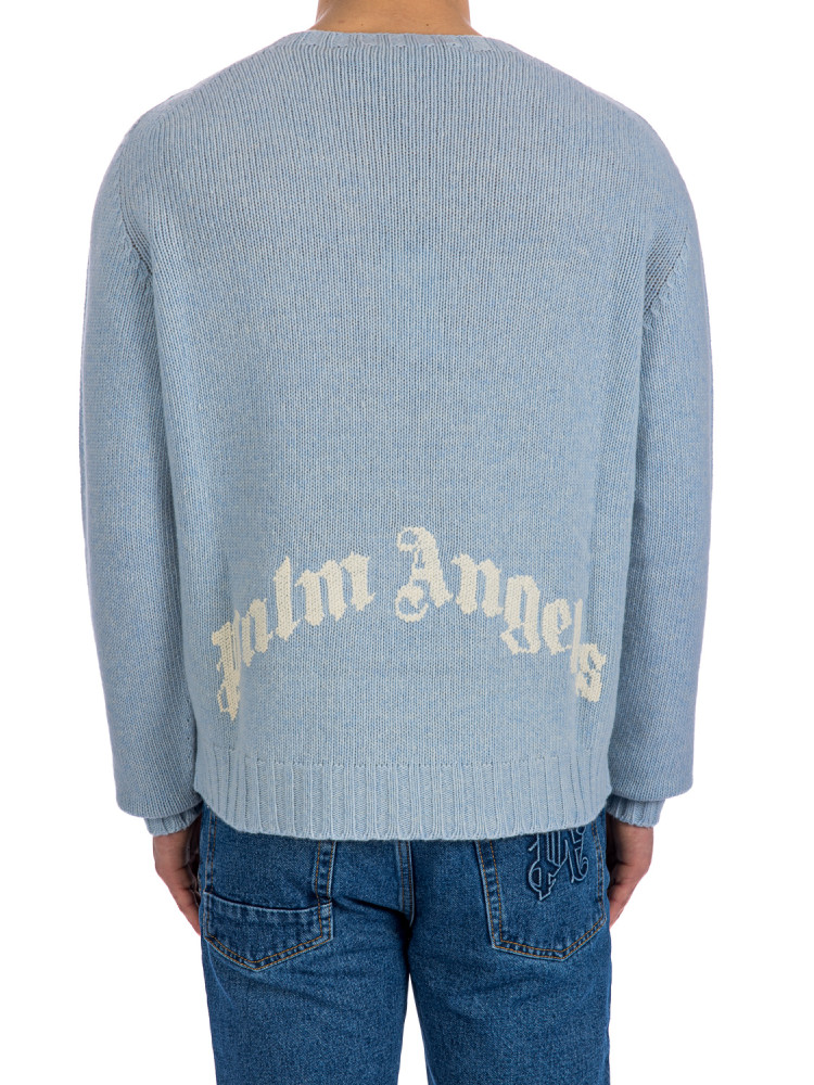 Palm Angels curved logo sweater Palm Angels  CURVED LOGO SWEATERblauw - www.credomen.com - Credomen