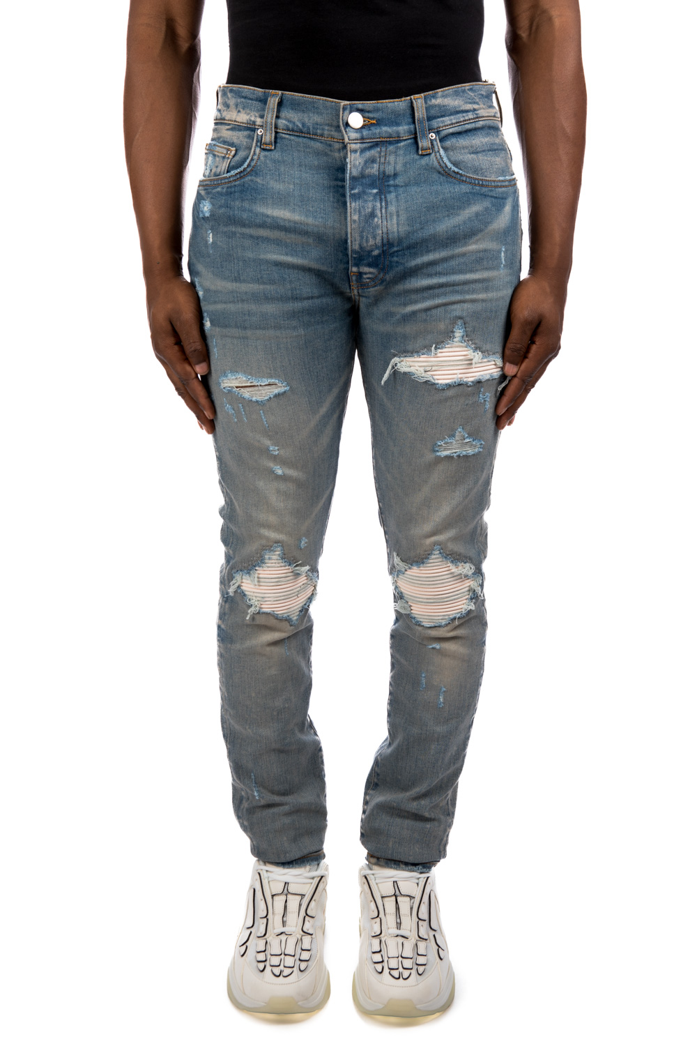 Amiri MX1 Ultra suede-patches Skinny Jeans - Blue