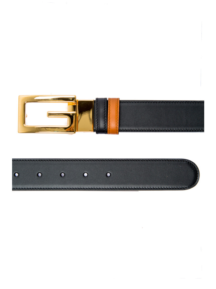 Reversible belt with Square G buckle in black/brown leather